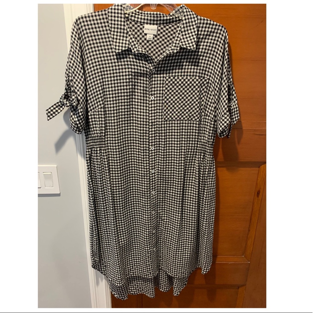 Black & White Buffalo Check Print Dress ✨ Size 2X